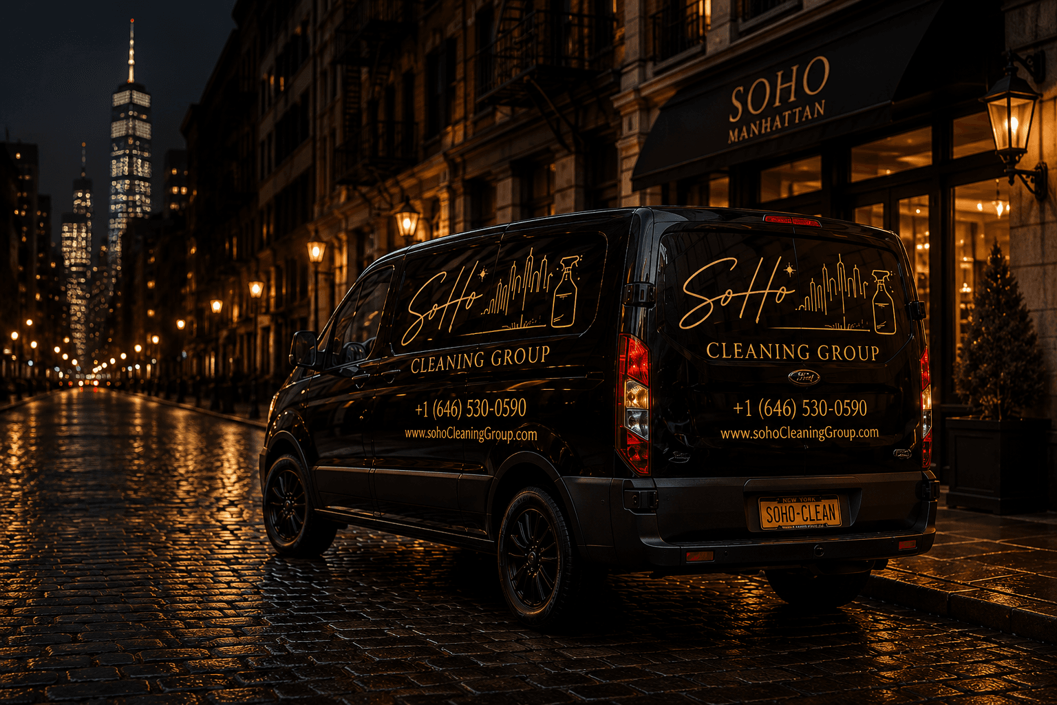 SoHo Cleaning Group premium branded van in NYC